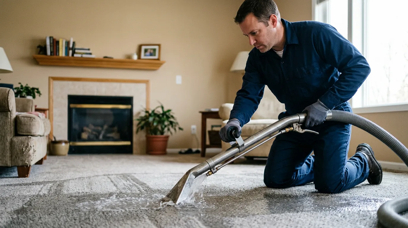Water damage restoration technician working near Lucile, ID